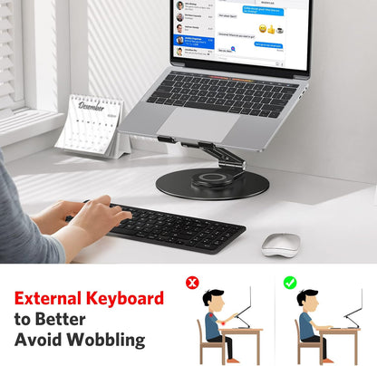 Adjustable Laptop Stand for Desk 360° Rotating Base up to 17" Silver