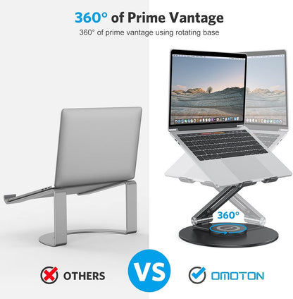 Adjustable Laptop Stand for Desk 360° Rotating Base up to 17" Silver