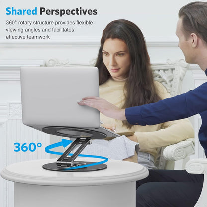 Adjustable Laptop Stand for Desk 360° Rotating Base up to 17" Silver