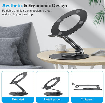 Adjustable Laptop Stand for Desk 360° Rotating Base up to 17" Silver