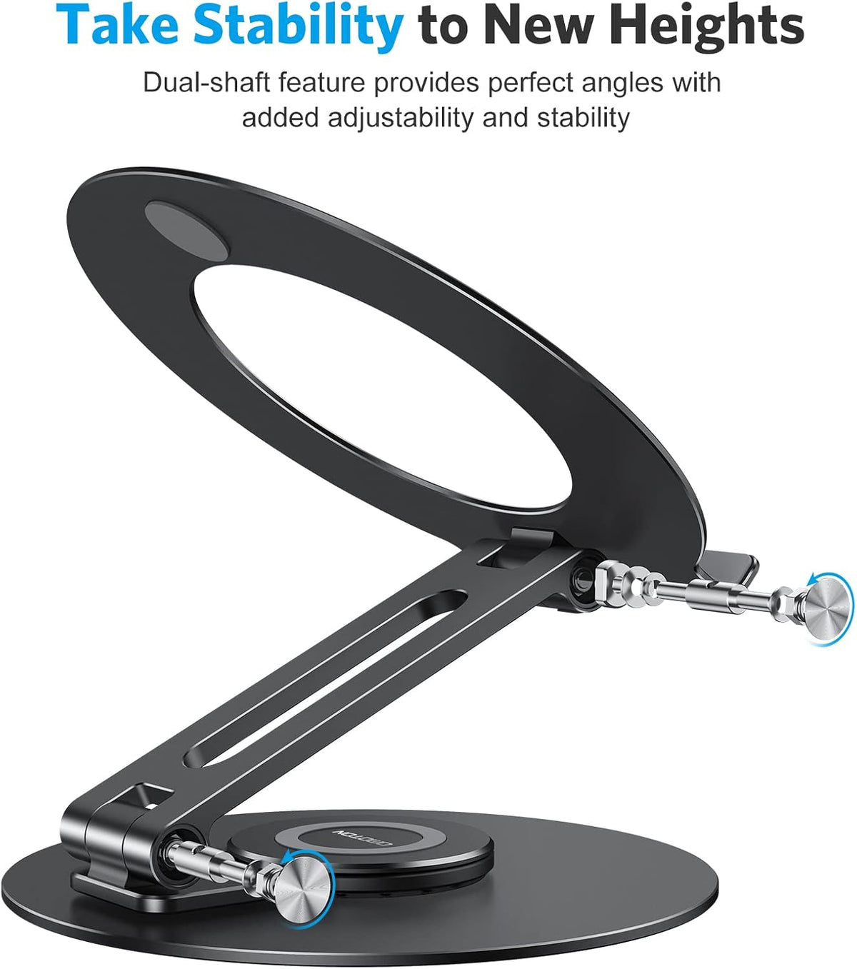 Adjustable Laptop Stand for Desk 360° Rotating Base up to 17" Silver