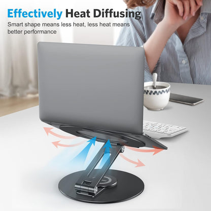Adjustable Laptop Stand for Desk 360° Rotating Base up to 17" Silver