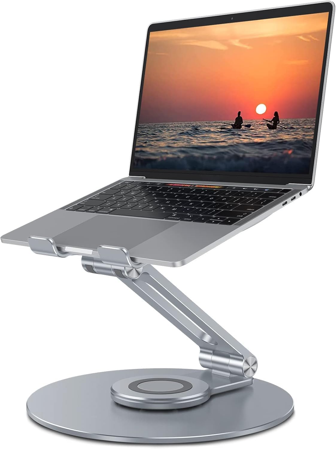 Adjustable Laptop Stand for Desk 360° Rotating Base up to 17" Silver