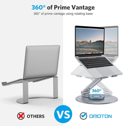 Adjustable Laptop Stand for Desk 360° Rotating Base up to 17" Silver