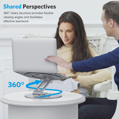 Adjustable Laptop Stand for Desk 360° Rotating Base up to 17" Silver