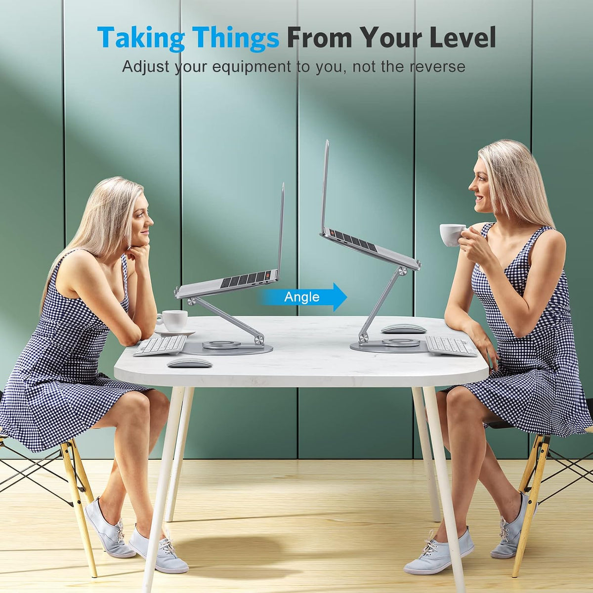 Adjustable Laptop Stand for Desk 360° Rotating Base up to 17" Silver