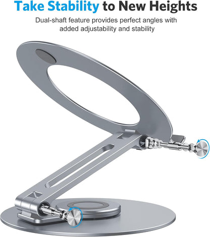 Adjustable Laptop Stand for Desk 360° Rotating Base up to 17" Silver