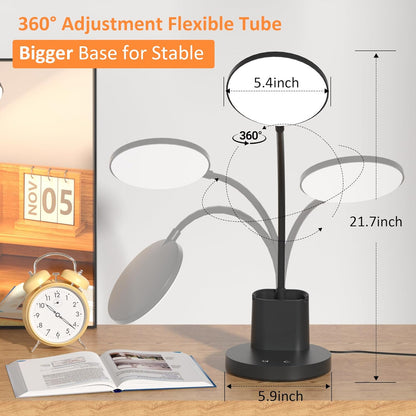 LED Desk Lamp with Wireless Charger for Home Office, Black