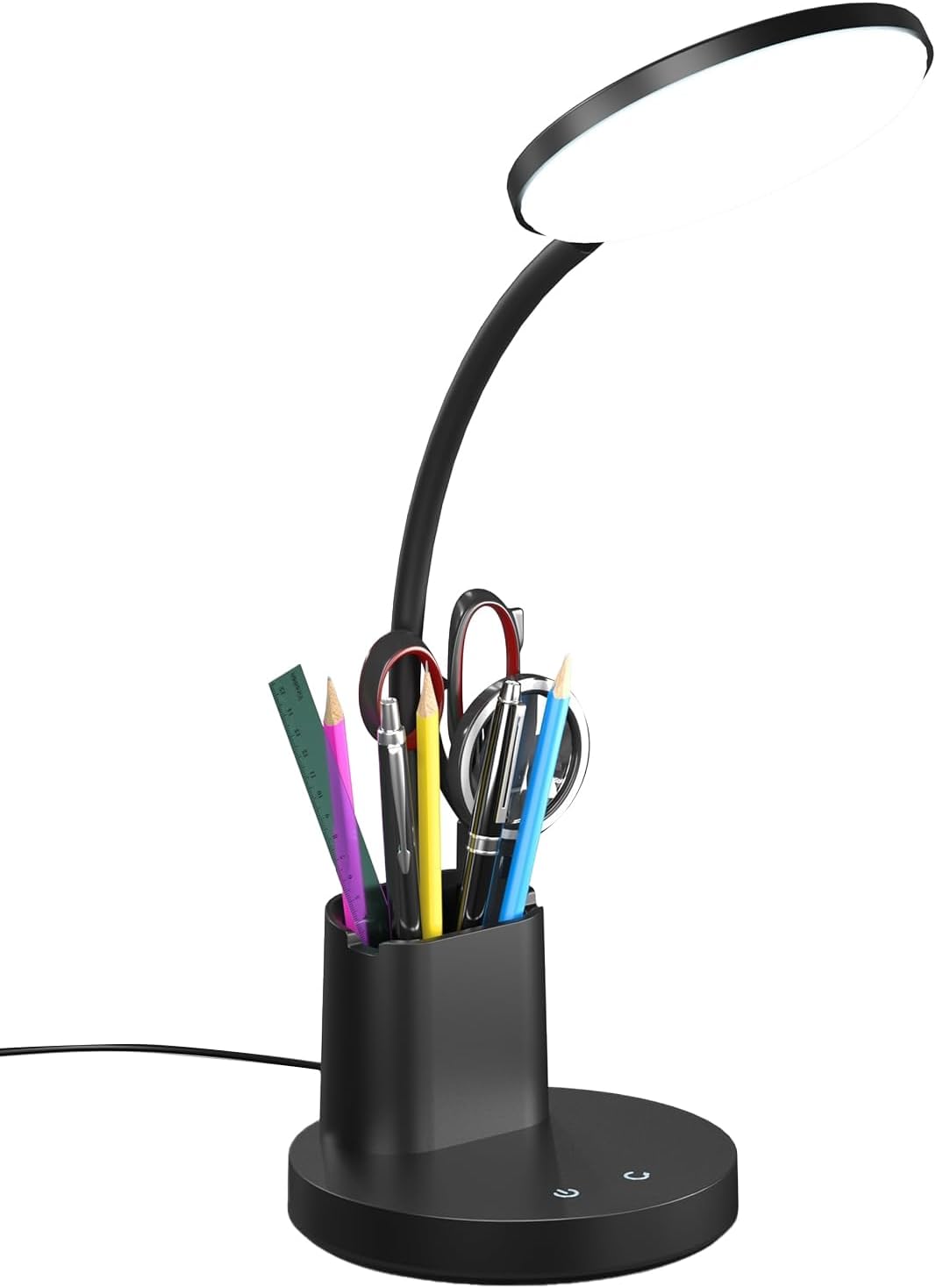 LED Desk Lamp with Wireless Charger for Home Office, Black
