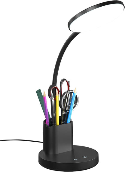 LED Desk Lamp with Wireless Charger for Home Office, Black