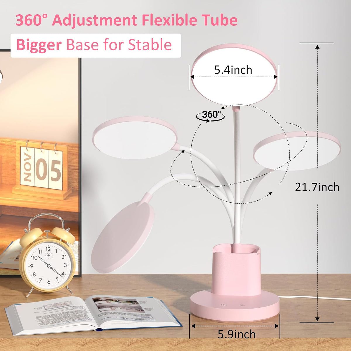LED Desk Lamp with Wireless Charger for Home Office, Black
