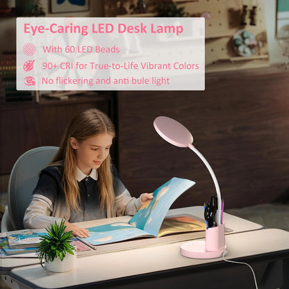 LED Desk Lamp with Wireless Charger for Home Office, Black