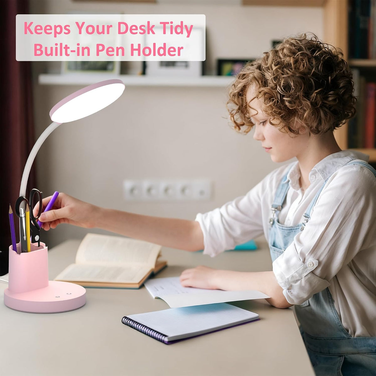 LED Desk Lamp with Wireless Charger for Home Office, Black