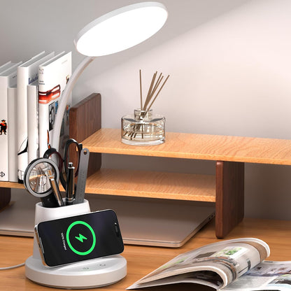 LED Desk Lamp with Wireless Charger for Home Office, Black
