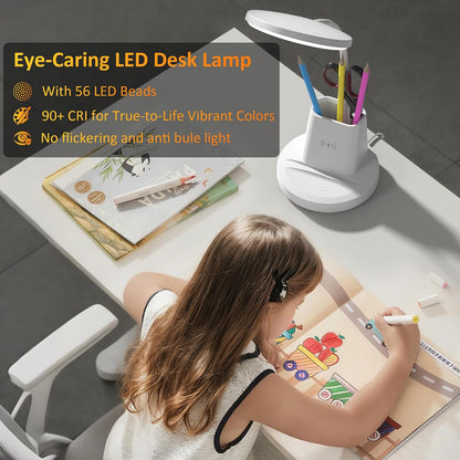 LED Desk Lamp with Wireless Charger for Home Office, Black