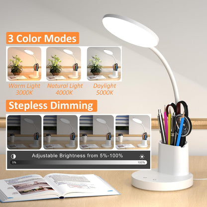 LED Desk Lamp with Wireless Charger for Home Office, Black