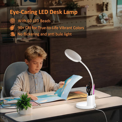 LED Desk Lamp with Wireless Charger for Home Office, Black