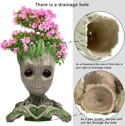 Groot Planter,Baby Groot Flower Pot 6 * 4 inch Succulent Planter for Indoor Plants Garden Decor Desktop,Groot Pencil Pen Holder for Kids Toy Gifts