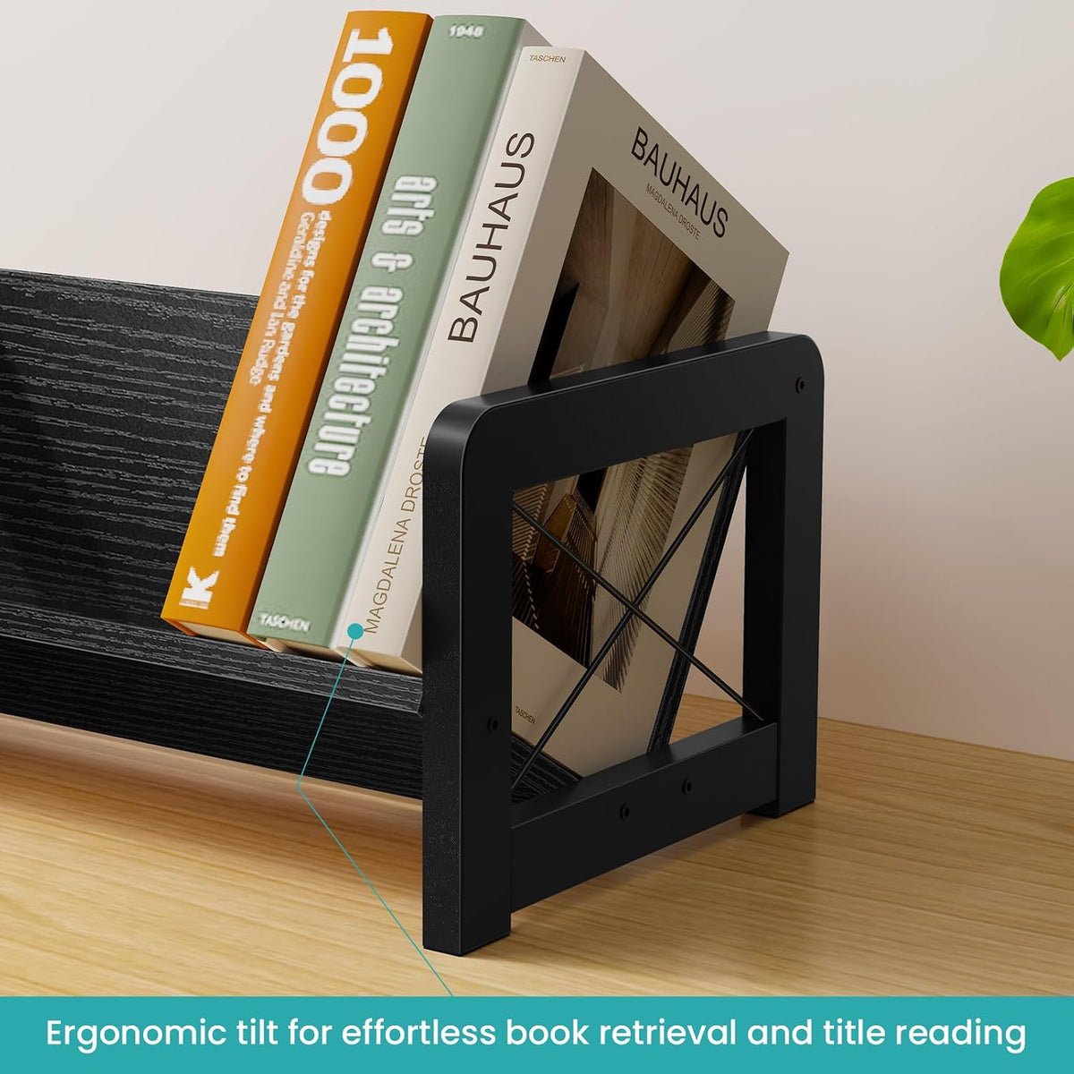 Desktop Bookshelf Organizer, Wood Slanted Desk Bookshelf, Small Tabletop Book Rack, Portable Mini Bookcase for Book Display, Cookbooks, Kids Reading, Office & Home Storage, Rustic Brown