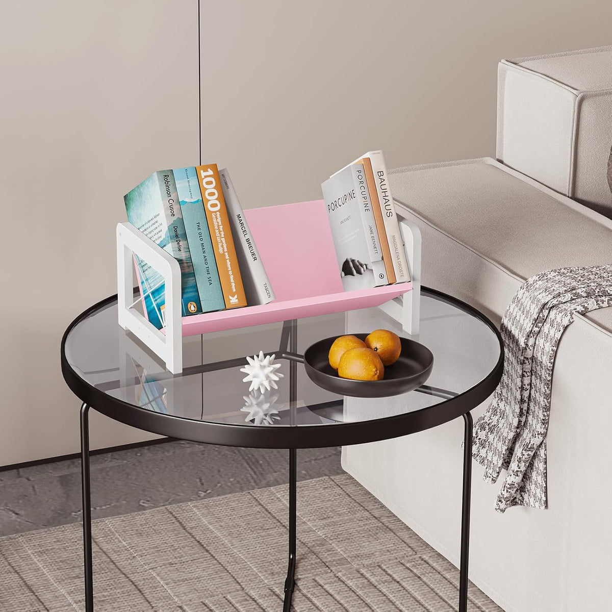 Desktop Bookshelf Organizer, Wood Slanted Desk Bookshelf, Small Tabletop Book Rack, Portable Mini Bookcase for Book Display, Cookbooks, Kids Reading, Office & Home Storage, Rustic Brown