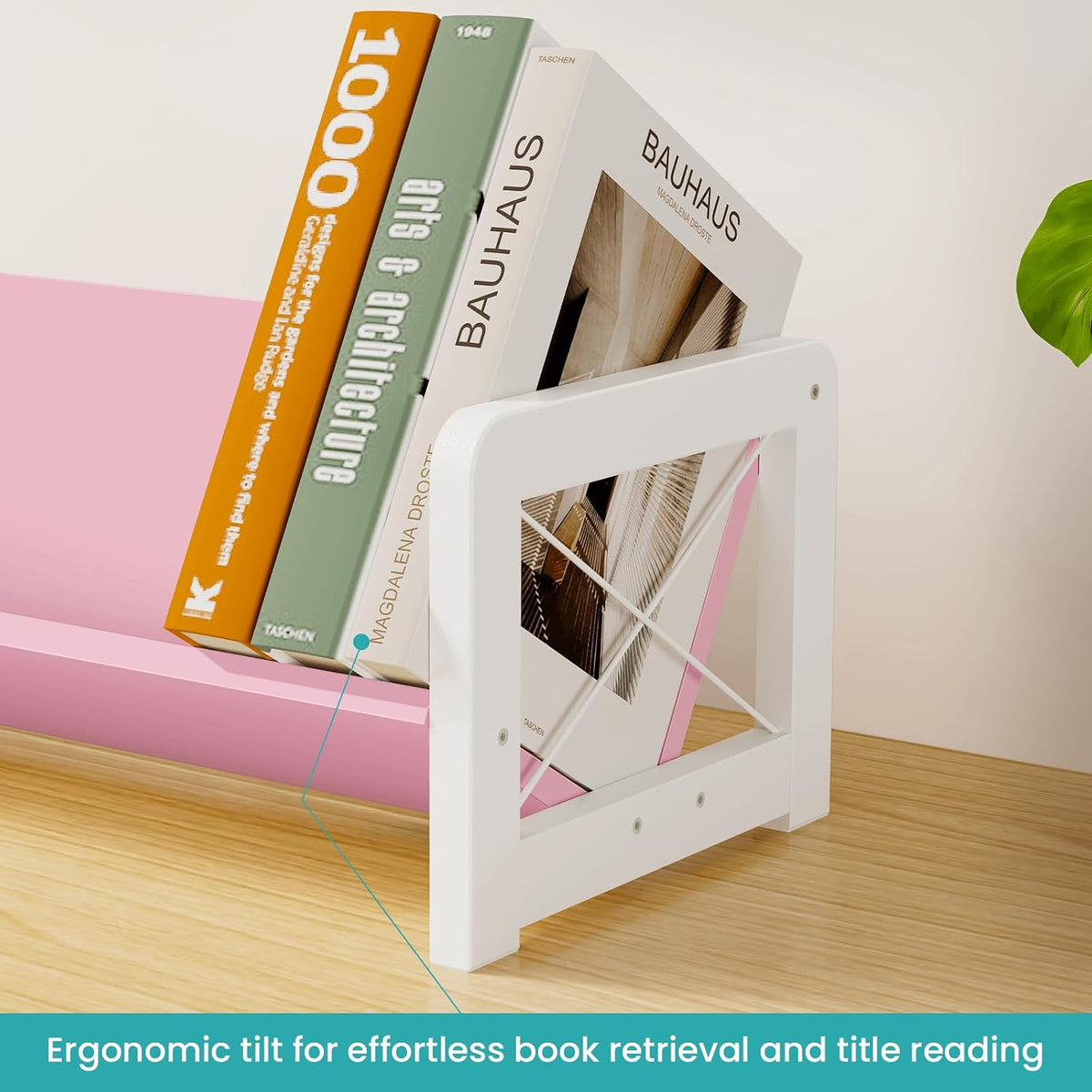 Desktop Bookshelf Organizer, Wood Slanted Desk Bookshelf, Small Tabletop Book Rack, Portable Mini Bookcase for Book Display, Cookbooks, Kids Reading, Office & Home Storage, Rustic Brown