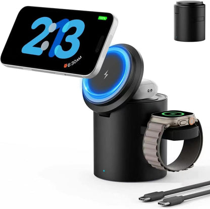 Foldable Magnetic 3 in 1 Wireless Charger Stand for iPhone Watch AirPods