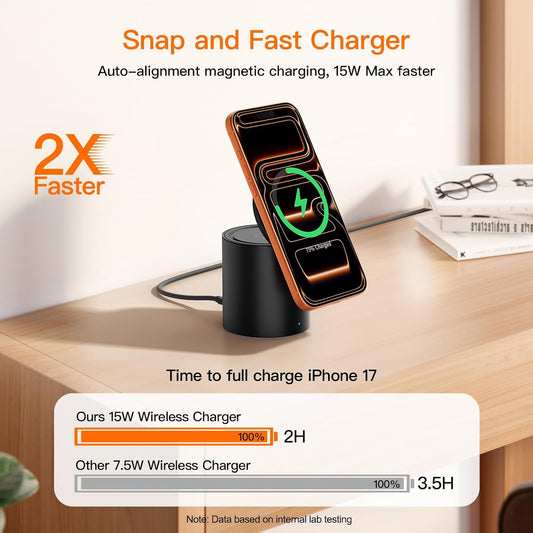 Foldable Magnetic 3 in 1 Wireless Charger Stand for iPhone Watch AirPods