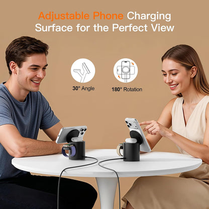 Foldable Magnetic 3 in 1 Wireless Charger Stand for iPhone Watch AirPods