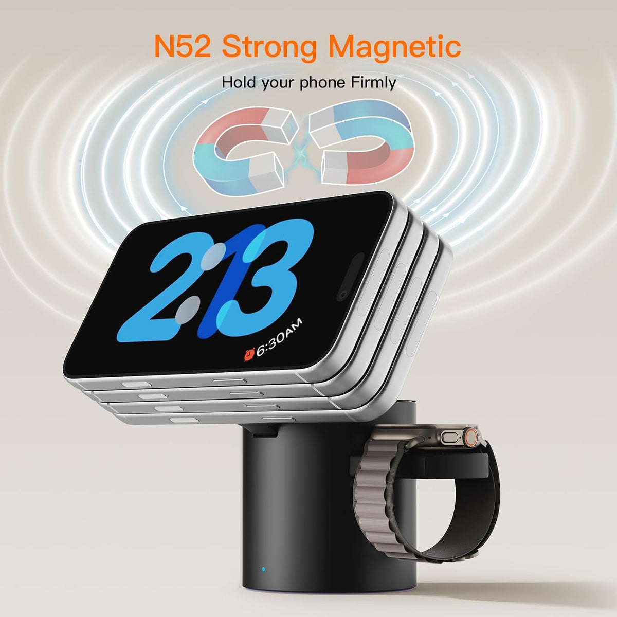 Foldable Magnetic 3 in 1 Wireless Charger Stand for iPhone Watch AirPods