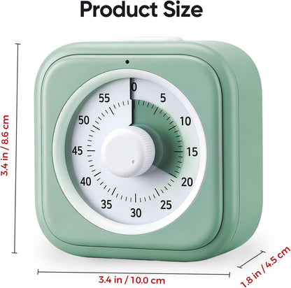 60 Minute Visual Timer for Kids, Silent Countdown Clock, Time Management Tool for Homeschool Study Supplies, Classroom, Home, Kitchen, Desk (Green)