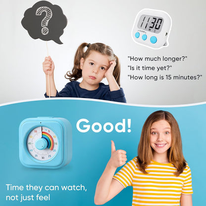 60 Minute Visual Timer for Kids, Silent Countdown Clock, Time Management Tool for Homeschool Study Supplies, Classroom, Home, Kitchen, Desk (Green)