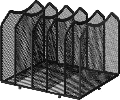 5-Section Vertical File Organizer, Black