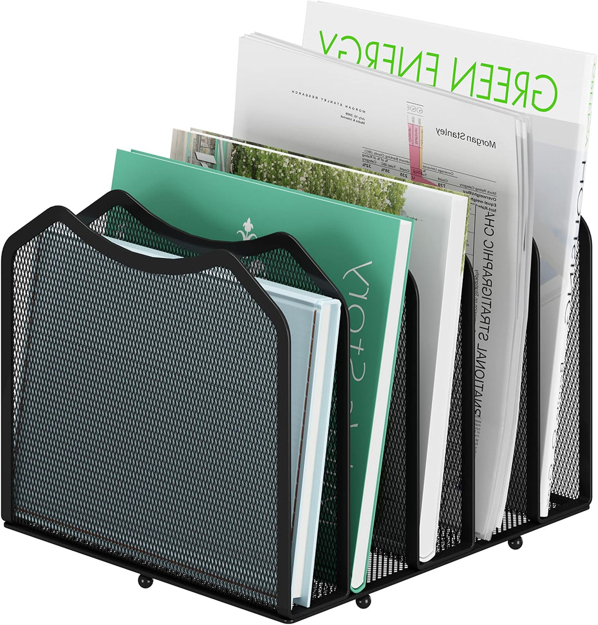 5-Section Vertical File Organizer, Black
