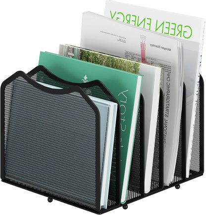 5-Section Vertical File Organizer, Black