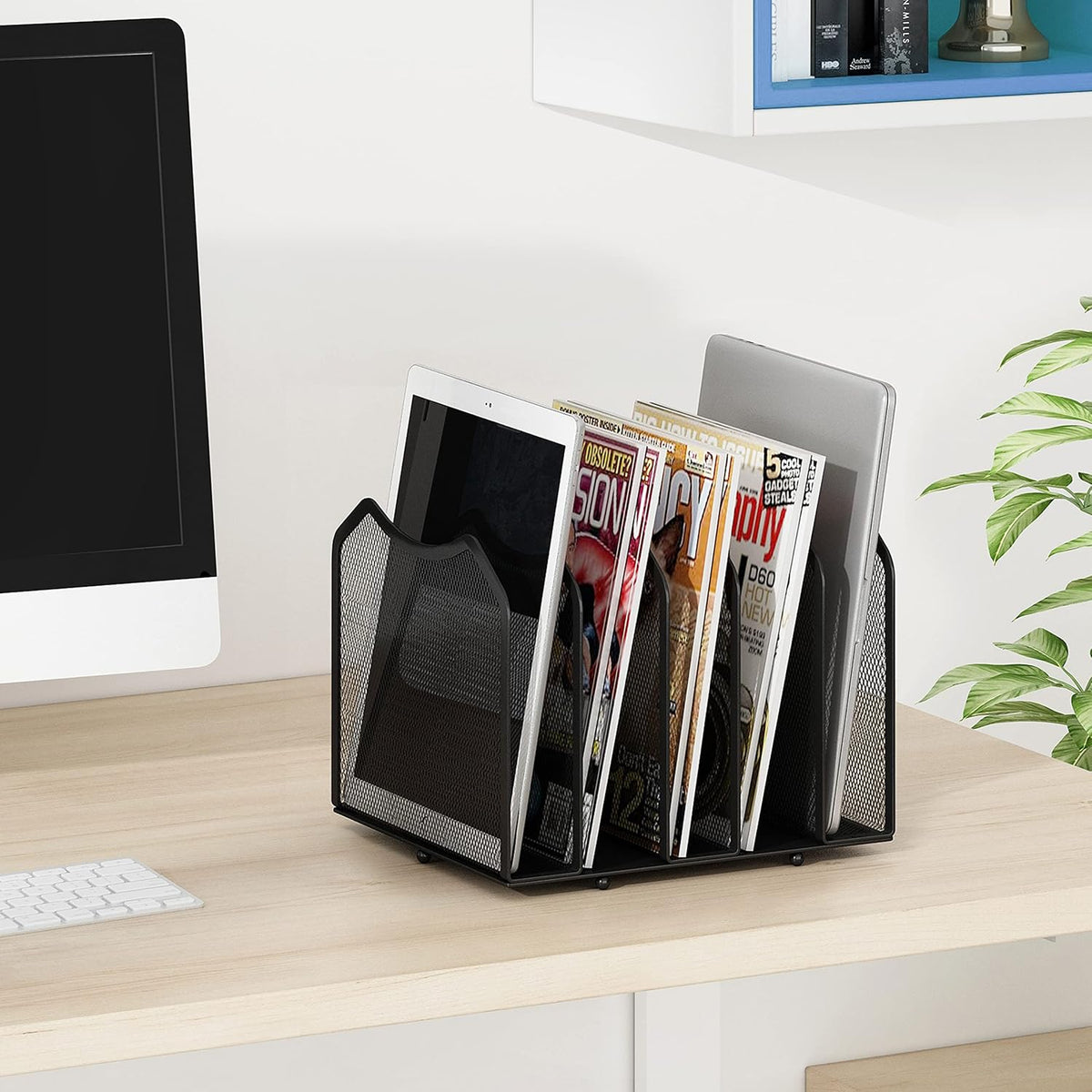 5-Section Vertical File Organizer, Black