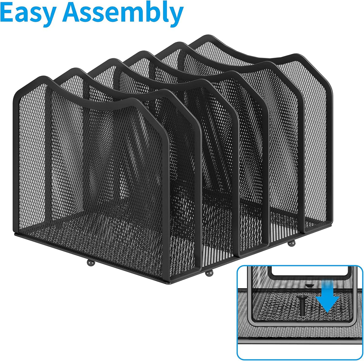 5-Section Vertical File Organizer, Black