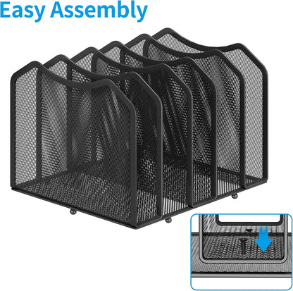5-Section Vertical File Organizer, Black