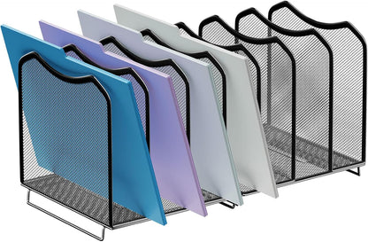 5-Section Vertical File Organizer, Black