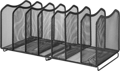 5-Section Vertical File Organizer, Black
