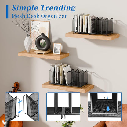 5-Section Vertical File Organizer, Black