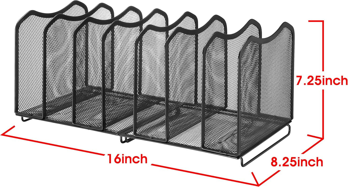 5-Section Vertical File Organizer, Black