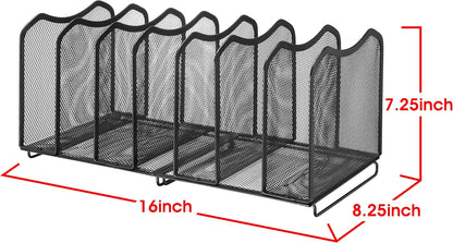 5-Section Vertical File Organizer, Black