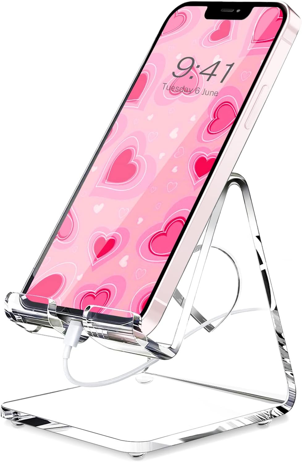 Acrylic Cell Phone Stand, Portable Phone Holder, Clear Phone Stand for Desk, Compatible with Phone16 15 14 13 Pro Max Mini 12 11 SE, Switch, Android Smartphone, Pad, Tablet, Desk Accessories