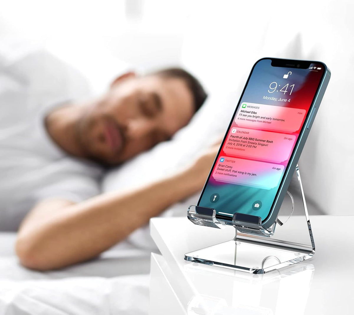 Acrylic Cell Phone Stand, Portable Phone Holder, Clear Phone Stand for Desk, Compatible with Phone16 15 14 13 Pro Max Mini 12 11 SE, Switch, Android Smartphone, Pad, Tablet, Desk Accessories