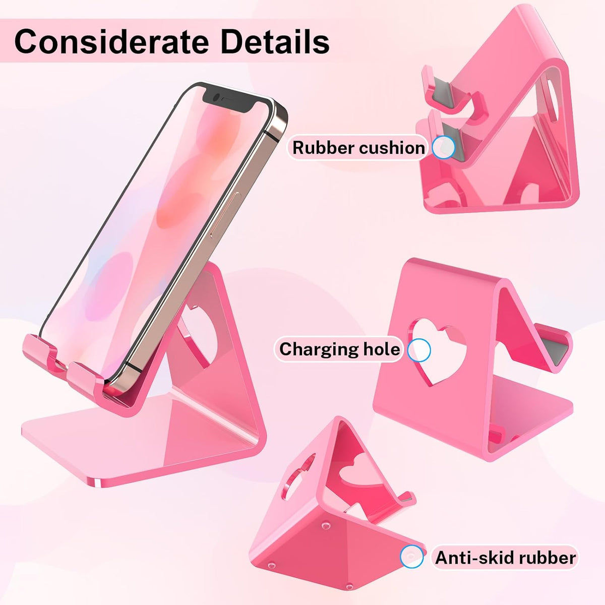 Acrylic Cell Phone Stand, Portable Phone Holder, Clear Phone Stand for Desk, Compatible with Phone16 15 14 13 Pro Max Mini 12 11 SE, Switch, Android Smartphone, Pad, Tablet, Desk Accessories