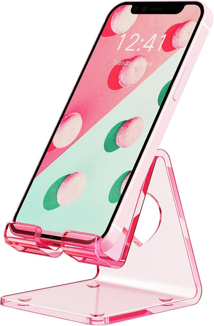 Acrylic Cell Phone Stand, Portable Phone Holder, Clear Phone Stand for Desk, Compatible with Phone16 15 14 13 Pro Max Mini 12 11 SE, Switch, Android Smartphone, Pad, Tablet, Desk Accessories