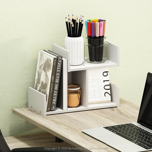 Furinno HERMITE Desk File Folder Organizers, 3-Shelf Desktop Office Organization Racks, Desk Top Display Book Shelf, for Paper, Office Supplies, Magazine, White