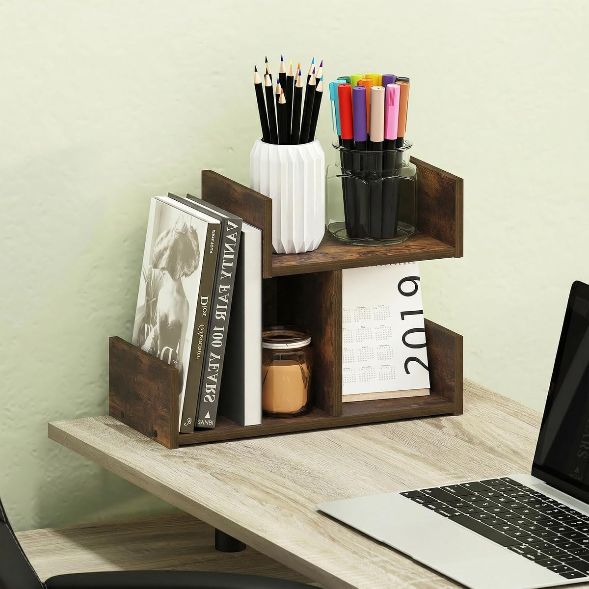 Furinno HERMITE Desk File Folder Organizers, 3-Shelf Desktop Office Organization Racks, Desk Top Display Book Shelf, for Paper, Office Supplies, Magazine, White