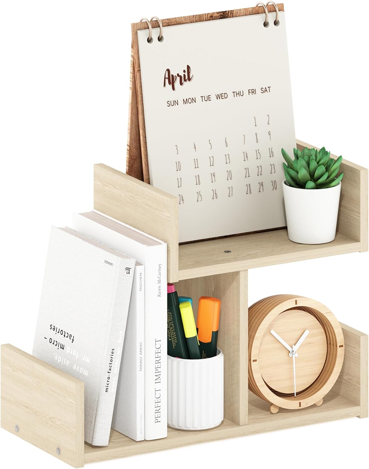 Furinno HERMITE Desk File Folder Organizers, 3-Shelf Desktop Office Organization Racks, Desk Top Display Book Shelf, for Paper, Office Supplies, Magazine, White
