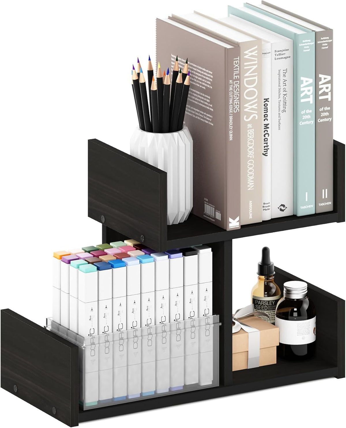Furinno HERMITE Desk File Folder Organizers, 3-Shelf Desktop Office Organization Racks, Desk Top Display Book Shelf, for Paper, Office Supplies, Magazine, White